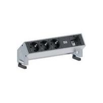 Bachmann DESK 2 - Steckdosenleiste - Eingabe, Eingang GST18 - Ausgangsanschlüsse: 3 - 20cm Schnur - Schwarz, Silber (902.400)