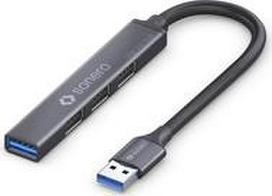 PureLink sonero USB 3.2 Gen1x1 Hub - 4 Port USB-A Stecker - 0,15m - Space Grey Sonero USB-Hub, USB-Verteiler, 4-Port, 1x USB 3.2 mit 5GB/s, 3X USB 2.0 mit 480MB/s, USB-A Stecker, Ultra Slim, Space Grey, 0,15m, S-UH100-001 (S-UH100-001)
