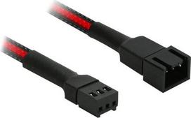 Nanoxia Single Sleeve - Verlängerungskabel für Lüfterspannungsversorgung - Molex, 3-polig (W) bis Molex, 3-polig (M) - 30 cm - Schwarz, Rot