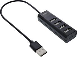 InLine® USB 2.0 4-Port Hub, Type-A male to 4x Type-A female, black, 30cm, slim