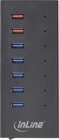 InLine USB 3.0 Hub - 7 Port - Aluminiumgehäuse - schwarz - mit 2,5A Netzteil - USB 3.2 Gen 1 (3.1 Gen 1) Type-B - USB 3.2 Gen 1 (3.1 Gen 1) Type-A - 5000Mbit/s - Schwarz - Aluminium - Gleichstrom (35395I)