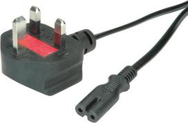 VALUE - Stromkabel - BS 1363 (M) gewinkelt zu power IEC 60320 C7 gerade - Wechselstrom 250 V - 2.5 A - 1.8 m - Schwarz (19.99.2017)