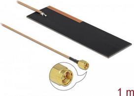 DeLOCK LPWAN Antenna SMA plug 1 - 2 dBi RG-178 1m PCB internal self adhesive - Antenne - Smart Home - 1-2 dBi - Klebemontage - Schwarz (12620)