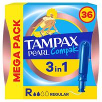 Tampax Compak Pearl Regular Tamponai Su Aplikatoriumi, 36 vnt.