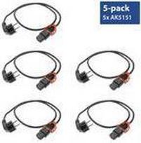 ACT Powercord CEE 7/7 male (angled) - C13 IEC Lock+ black 2 m, EL332S, 5-pack (AK5326)