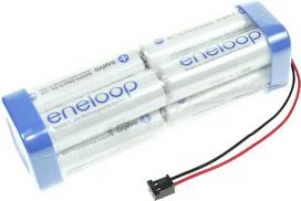 Panasonic Akkupack 8 Mignon (AA) Kabel, Stecker NiMH eneloop Doppelwürfel F2x2x2 Graupner 9.6 V 1900 mAh (124008)
