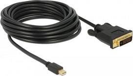 Delock - Adapterkabel - Single Link - Mini DisplayPort (M) zu DVI-D (M) - DisplayPort 1,1 - 5,0m - passiv, Daumenschrauben - Schwarz (83991)