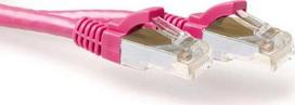 ACT Pink 7 meter LSZH SFTP CAT6A patch cable snagless with RJ45 connectors. Cat6a s/ftp lszh sng pk 7.00m (FB8807)
