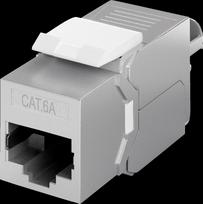 Goobay Keystone RJ45 Modul CAT 6A, STP, slim-line - Krokodil-Typ, Klemmleiste für LSA Montage (werkzeugfrei) (79448)