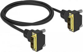 Delock - DVI-Kabel - Single Link - DVI-D (M) gewinkelt zu DVI-D (M) gewinkelt - 1 m - Daumenschrauben, 1200p-Unterstützung - Schwarz
