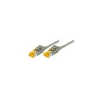Patchkabel S/FTP, PiMF, CAT.6A ISO IEC, grau, 15,0 m Für 10 Gigabit/s, halogenfrei, mit Draka-Kabel und Hirosesteckern TM31 (72215)