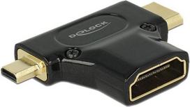 DeLOCK Adapter High Speed HDMI with Ethernet - HDMI-A female > HDMI Mini-C male + Micro-D male - Video-/Audio-/Netzwerkadapter - HDMI - Mini-HDMI, 19-polig, 19-polig Micro-HDMI (M) - bis - HDMI, 19-polig (W) - Schwarz (65666)