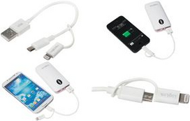 Logilink USB to Micro USB Sync- and Charging Cable with Lightning Adapter - Lade- / Datenkabelset - Lightning / USB - 1 m - weiß (CU0118)