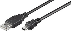 Goobay USB 2.0 Hi-Speed Kabel 1 m, Schwarz, 1 m - USB 2.0-Stecker (Typ A) > USB 2.0 Mini-Stecker (Typ B, 5-Pin) (45740)