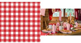 PAPSTAR Motivservietten Vichy Karo, 330 x 330 mm bedruckt, 1/4 Falz, 3-lagig, Tissue, rot / weiß kariert - 1 Stück (87102)