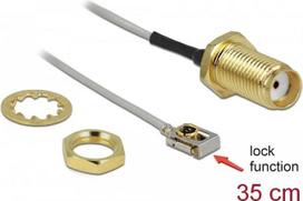 DeLOCK - Antennenkabel - SMA (W) Bulkhead bis MHF I LK (M) - 35cm - Koax - Grau, Schwarz (89932)