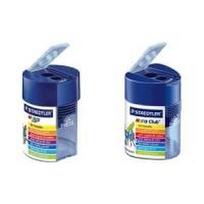 STAEDTLER Doppel-Spitzdose Noris Club, dreieckig für alle Stifte bis 10,2 mm Durchmesser, Deckel blau (512 128)