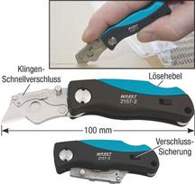 HAZET Mini utility knife - Messer mit Feststellklinge - Clippunkt - ABS Synthetik - Schwarz - Hellblau - 10 cm - 5,7 cm (2157-2)