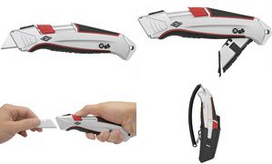 WEDO Safety-Cutter ALU, Klinge: 19 mm, silber/anthrazit/rot leichtes Aluminium-Gehäuse, automatischer Klingenrückzug, - 1 Stück (78 825)
