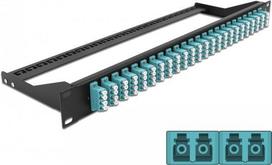 Delock - Patch Panel - Rack montierbar - LC Quad MM x 24 - Schwarz, Aquamarin - 1U - 48.3 cm (19)