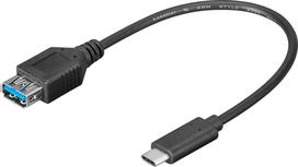 Wentronic Goobay USB 3.0 SuperSpeed Kabel > USB-C™, Schwarz, 0.2 m - USB 3.0-Buchse (Typ A) > USB-C Stecker (56731)
