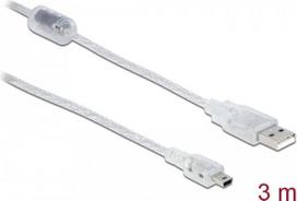 DeLOCK - USB-Kabel - USB (M) - Mini-USB, Typ B (M) - 3,0m (USB/USB2.0) - durchsichtig (83908)