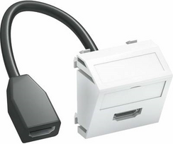 OBO Bettermann Multimediaträger HDMI MTS-HD F RW1 m. Kabel Bu.-Bu. 45x45mm (6104838)