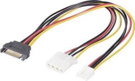 Renkforce Strom Y-Kabel [1x SATA-Strom-Stecker 15pol. - 1x IDE-Strom-Buchse 4pol., Floppy Stecker 4pol.] 20.00 cm Schwarz, Rot, Gelb (RF-4536476)