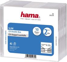 Hama - Slim Jewel Case für Speicher-CD - Kapazität: 2 CD - durchsichtig (Packung mit 10) (00051274)