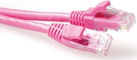 ACT Pink 0.5 meter U/UTP CAT6A patch cable snagless with RJ45 connectors. Cat6a u/utp snagless pk 0.50m (IB2400)