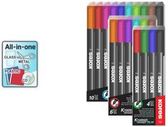 Kores Permanent-Marker K MARKER FINE, M, 6er Etui Faserschreiber, schnell trocknend, lange Cap-off Zeit, - 1 Stück (M22146)