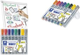 STAEDTLER Lumocolor Flipchart-Marker 356/356B, 8er Etui nachfüllbar, DRY SAFE, auswaschbar, blockierte Spitze, - 1 Stück (356 SWP8)