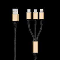 2GO 797152 USB Kabel 3 m USB B USB C/Micro-USB B/Lightning Schwarz - Gold (797152)