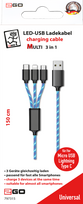 2GO 797315 USB Kabel 1,5 m USB B USB C/Micro-USB B/Lightning Schwarz - Blau (797315)