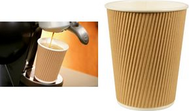 PAPSTAR Papp-Trinkbecher pure Ripple Wall, 0,3 l, beige aus gerillter Pappe mit PLA-Beschichtung, Durchmesser: 90 mm - 1 Stück (88363)