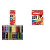 Kores Buntstifte DUO, 12er Karton-Etui + GRATIS Spitzer inkl. Namensfeld, aus Lindenholz mit bruchsicherer Mine (BB100612)