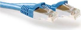 ACT Blue 2 meter SFTP CAT6A patch cable snagless with RJ45 connectors. Cat6a s/ftp snagless bu 2.00m (FB6602)