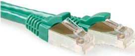 ACT Green 1.5 meter SFTP CAT6A patch cable snagless with RJ45 connectors. Cat6a s/ftp snagless gn 1.50m (FB6751)