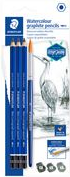 STAEDTLER Bleistift-Set Mars Lumograph aquarell, Blister wasservermalbarer Künstlerbleistift, besonders bruchfest - 1 Stück (100A SBK4)