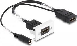 Delock - Easy 45 - Einrastmodul - mit DC-Einspeisung 2,1 x 5,5 mm und Pigtail, 22,5 x 45 mm - HDMI - 1 Audio-/Videoanschluss - Schwarz, weiß (81384)