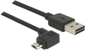 Delock - USB-Kabel - USB (M) gerade zu Micro-USB Typ B (M) gewinkelt - USB2.0 - 2,0m - umkehrbare Stecker - Schwarz (83853)