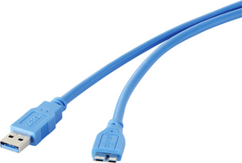 Renkforce USB 3.0 Anschlusskabel [1x USB 3.0 Stecker A - 1x USB 3.0 Stecker Micro B] 1 m Blau vergoldete Steckkontakte Renkforce (1421514)