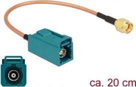 DeLOCK - Antennenkabel - FAKRA Z-Anschluss (W) bis RP-SMA (M) - 20cm - Koax (89664)