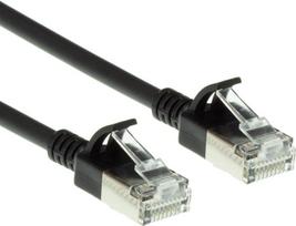 ACT Black 1 meter LSZH U/FTP CAT6A datacenter slimline patch cable snagless with RJ45 connectors (DC7901)