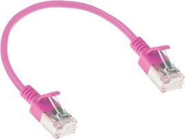 ACT Pink 0.5 meter LSZH U/FTP CAT6A datacenter slimline patch cable snagless with RJ45 connectors (DC7400)