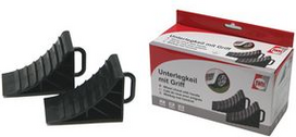 IWH Unterlegkeil mit Halter, schwarz, 2er Set aus Kunststoff, stark und robust, verhindert - 1 Stück (019605)