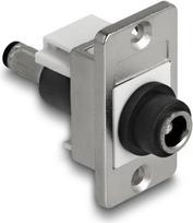 Delock Panel Mount DC 5.5 x 2.5mm Buchse zu 5.5 2.1mm Stecker silber weiss (90886)