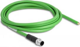 Delock - Patch-Kabel - 4-polig M12-D (M) zu ohne Stecker - 2 m - 6.5 mm - SF/UTP - halogenfrei - grün