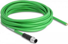 Delock - Patch-Kabel - 4-polig M12-D (M) zu ohne Stecker - 5 m - 6.5 mm - SF/UTP - grün