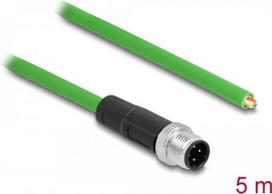 Delock - Patch-Kabel - 4-polig M12-D (M) zu ohne Stecker - 5 m - 6.5 mm - SF/UTP - halogenfrei - grün